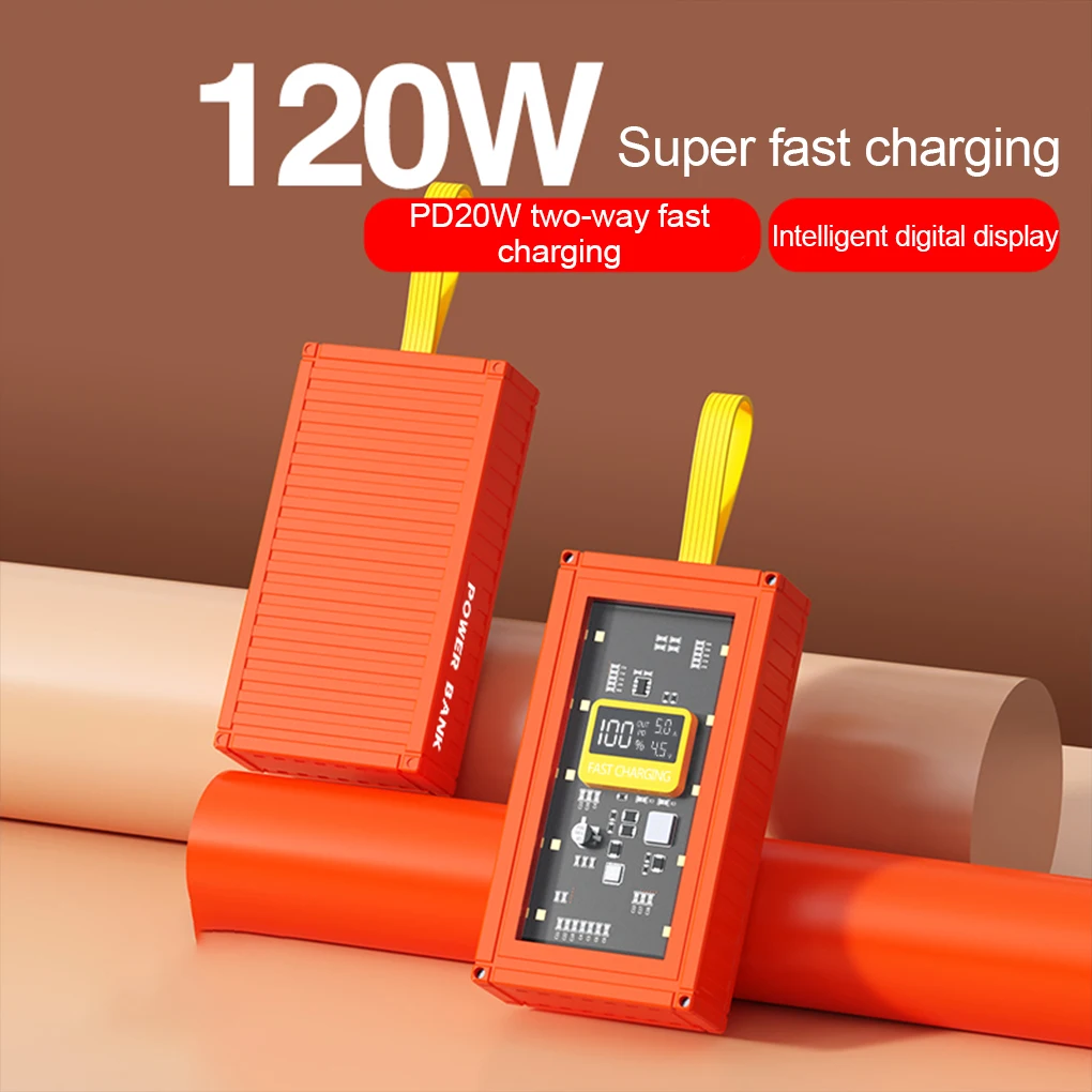 

120W Super Fast Charge Power Bank for iPhone Samsung Xiaomi Huawei Powerbank External Battery 30000mAh Portable Charger