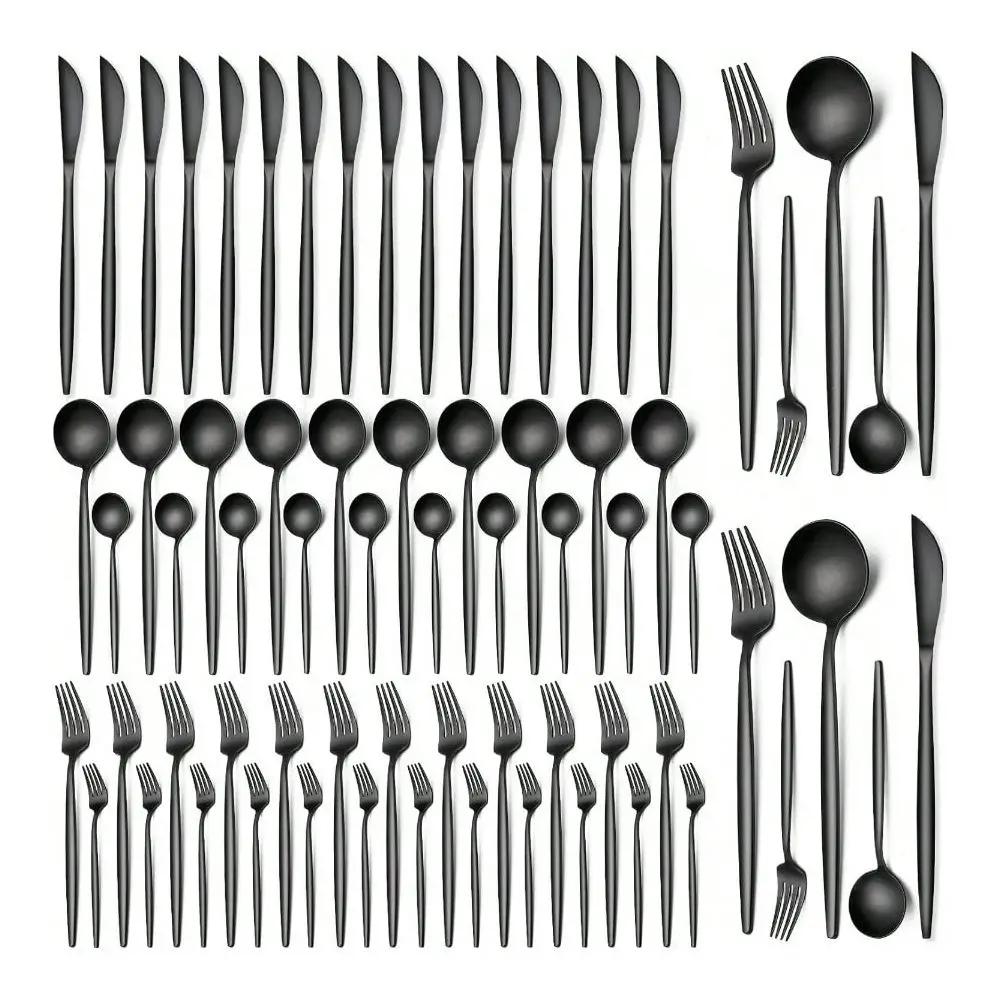 

Pieces Black Silverware Set, Stainless Steel Flatware Set Service For 12, Tableware Cutlery Set, Utensils For Home, Restaurant,