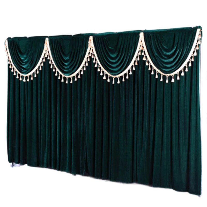 Wedding Backdrop With Multiple Gold Drape, Curtain With Swag, Party Decoration, Customizable Size, A Set, 3x6m