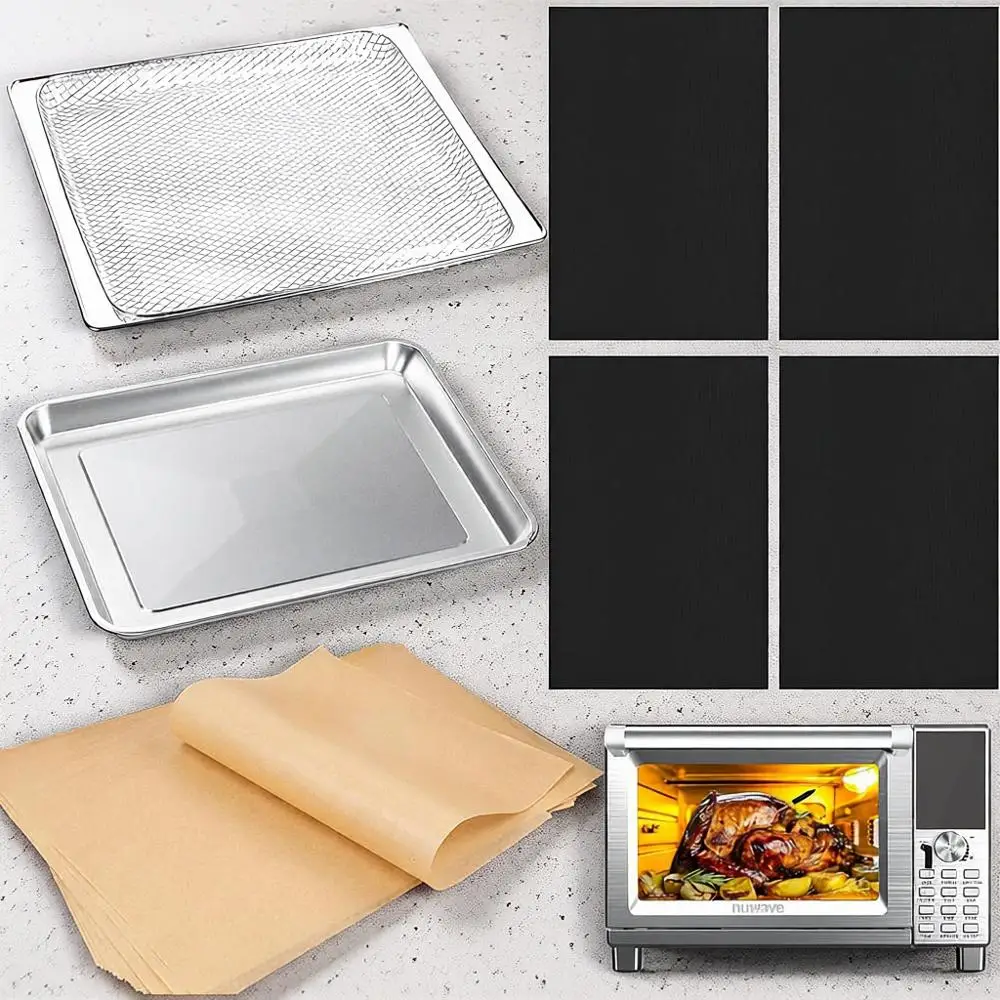 

Accessories Compatible with Air Fryer Toaster, Set with Basket, Pan, Parchment Paper, Disposable Liner