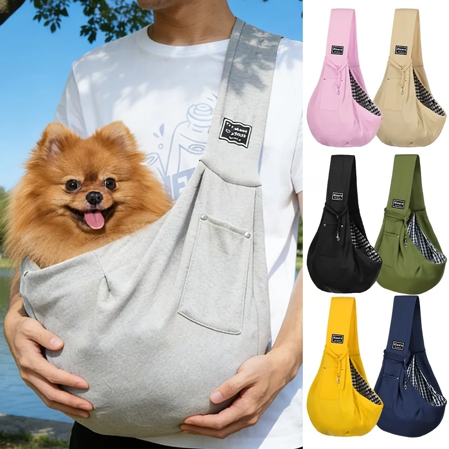 Bolso cruzado ligero para perros y gatos, transpirable y que no sofoca, portátil para viajar, plegable y fácil de guardar, adecuado para Teddy, Bichon, Pomeranian, gatos y perros, con bolsillos portátiles y hebilla de seguridad, adecuado para viajes al aire libre y diversos escenarios.