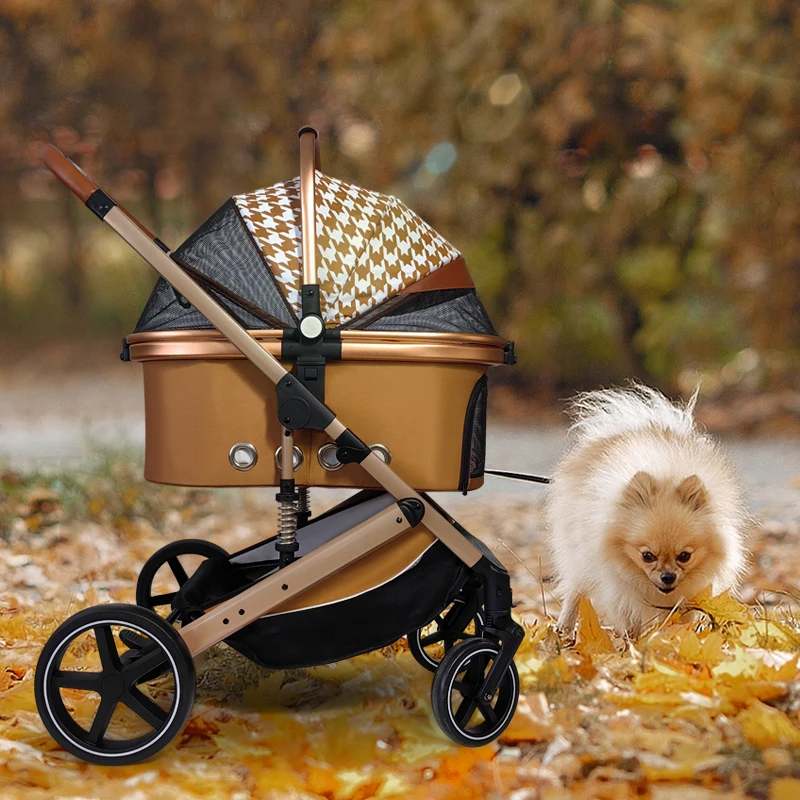 Separation Pet Trolley Dog Show Stroller Luxury 4 Wheels Detachable Pet Stroller For Cat&dogs