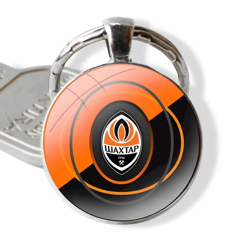 Ukraine Shakhtar Donetsk Fc Keychain Handmade Glass Cabochon Key Ring Holder Pendant Key Chains