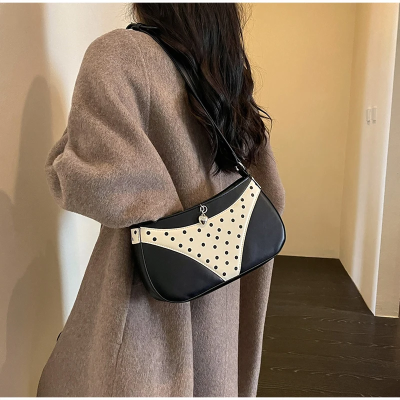 Umhängetasche, Handtasche in V-Form, kreative, modische Vintage-Handtasche für Damen, ideal für den täglichen Gebrauch und den Weg zur Arbeit, mit Farbblock-Design. – Detail 19