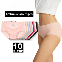 10pcs/kit Women's Seamless Panties Ice Silk One-Piece Solid Briefs Comfortable Breathable M-XXL