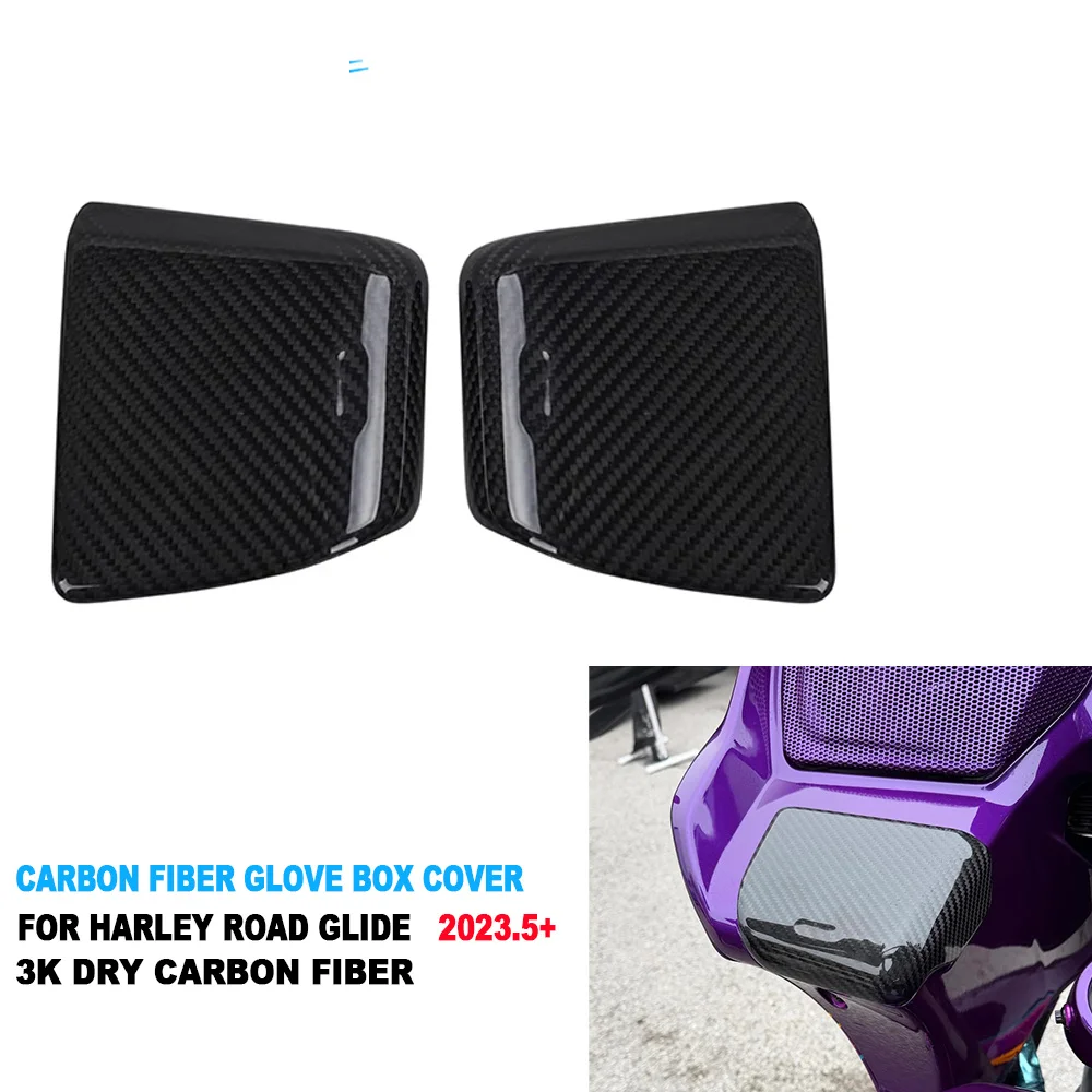 AKOSO Real 3K Dry Carbon Fiber 24+ Road Glide Inner Fairing Drawer Glove Box Covers For Harley Davidson Road Glide 2023-2026