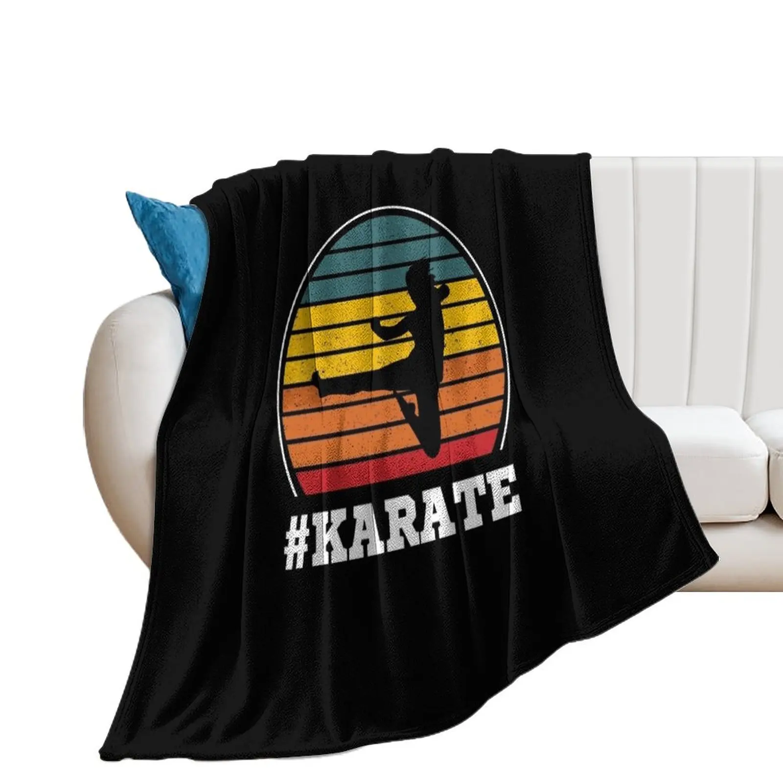 Karate Retro Style Throw Blanket Flannel Fabric Decorative Throw Blankets