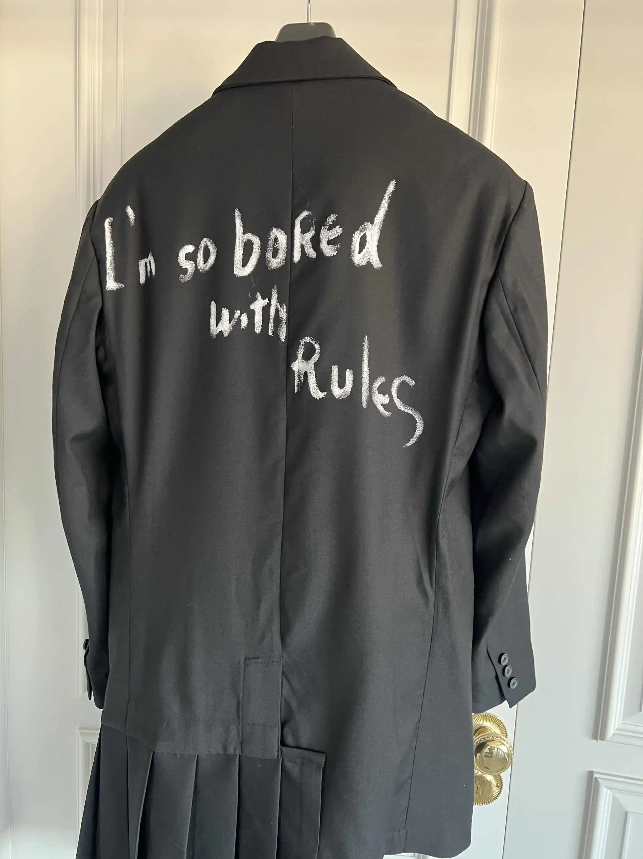 TOP-YAMAMOTO Original Design Original design Wool pleated word coat Asymmetrical slogan single row buckle