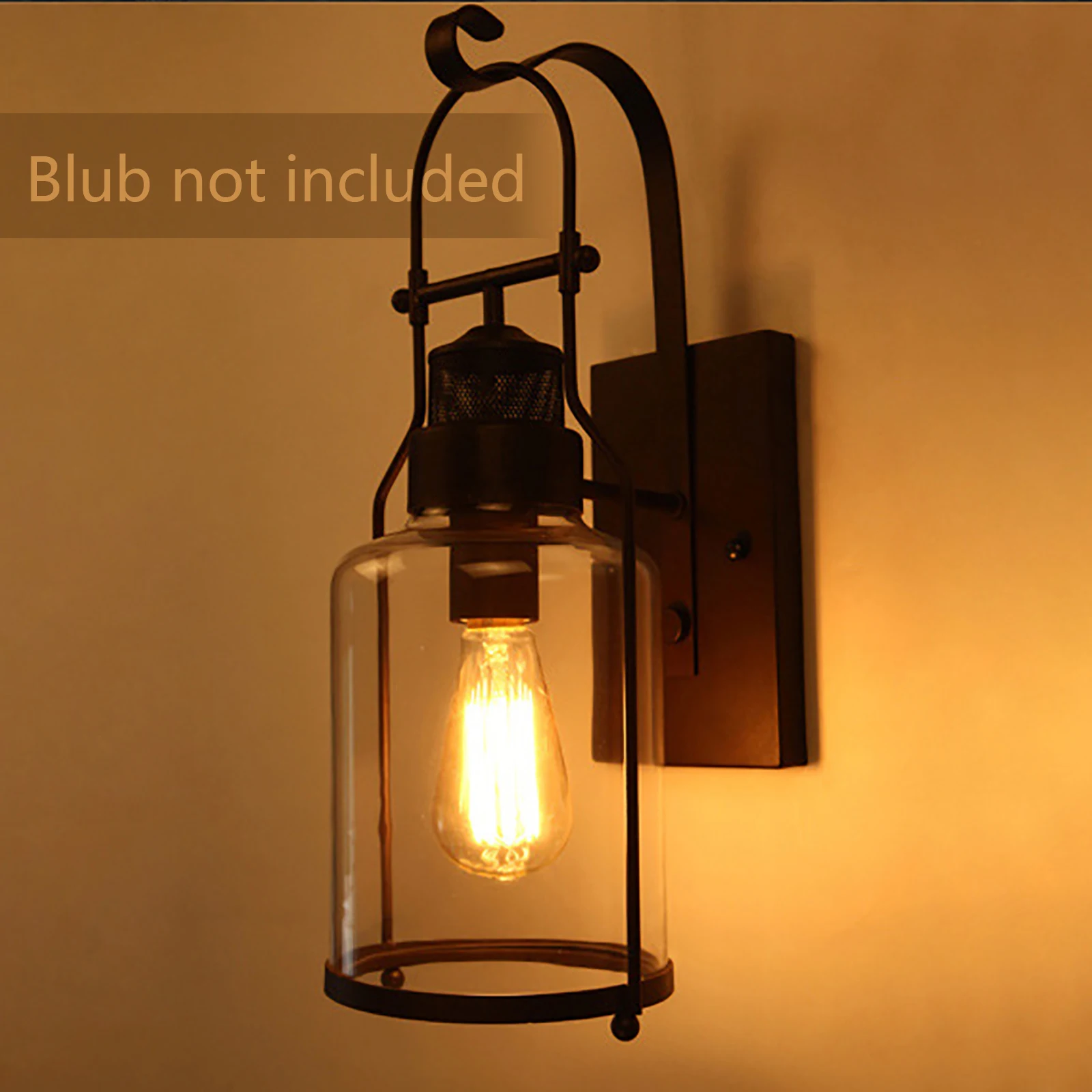 Wall Light Fixture – Rust Color Industrial Sconce with Dimmable Option, Long-lasting Iron & Glass Construction