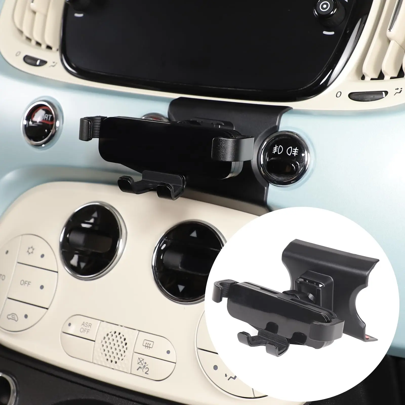 

Center Console Phone Holder For Fiat 500 2016–2023 With Adhesive Mount, Style D