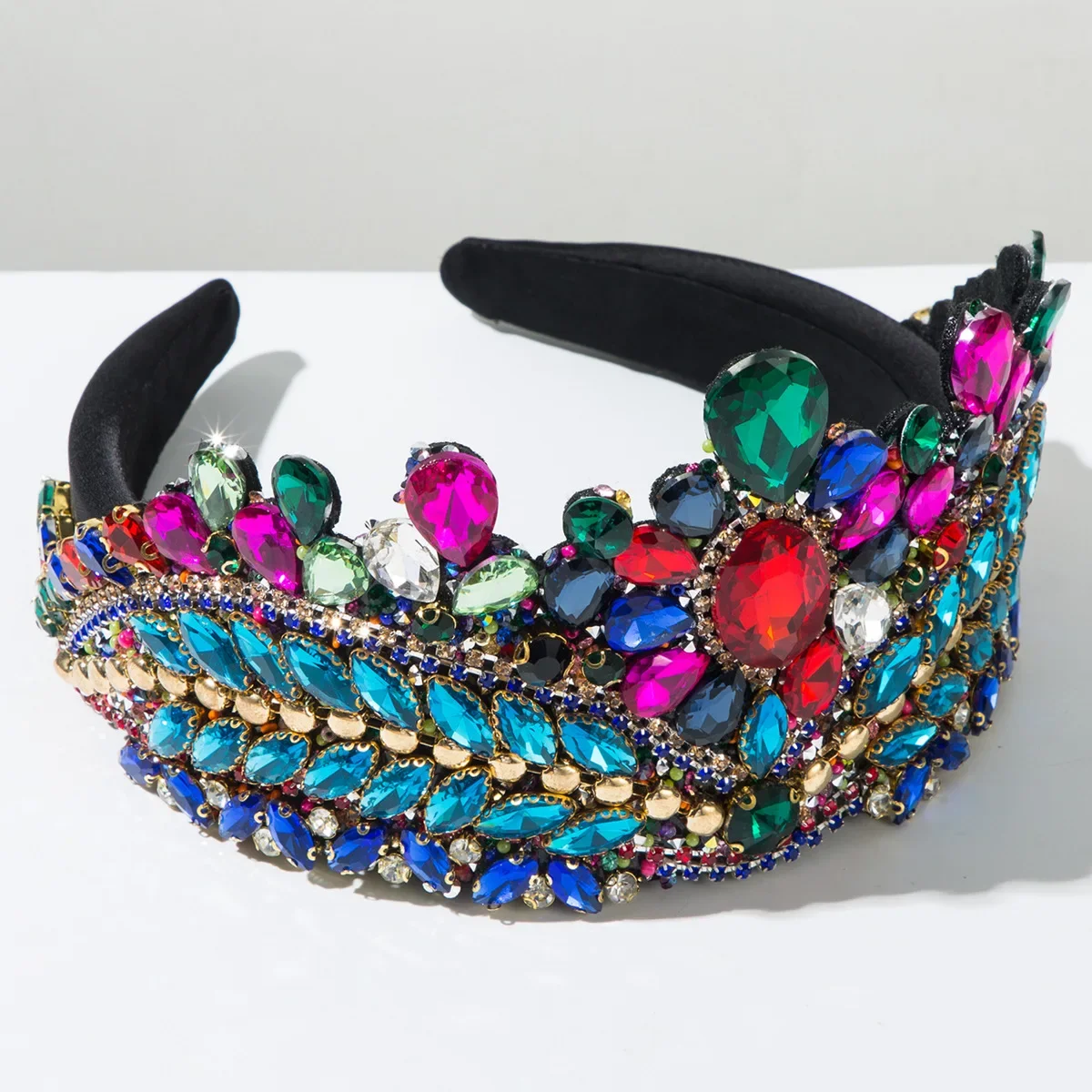 

New Baroque Style Full Diamond Crown Luxury Headband for Women Elegant Shiny Hair Accessories for 2024 Autumn Weddings Parties