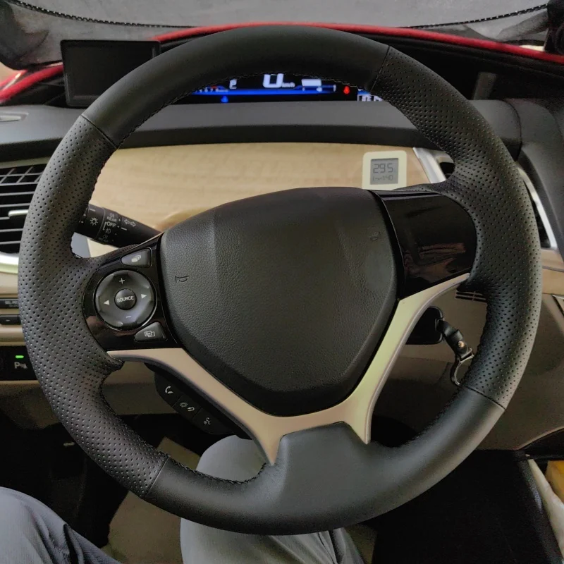 

Чехол на руль автомобиля на заказ, удобная кожа из микрофибры для Honda Civic 9 2012 2013 2014 2015, оплетка на руль, автомобильные аксессуары