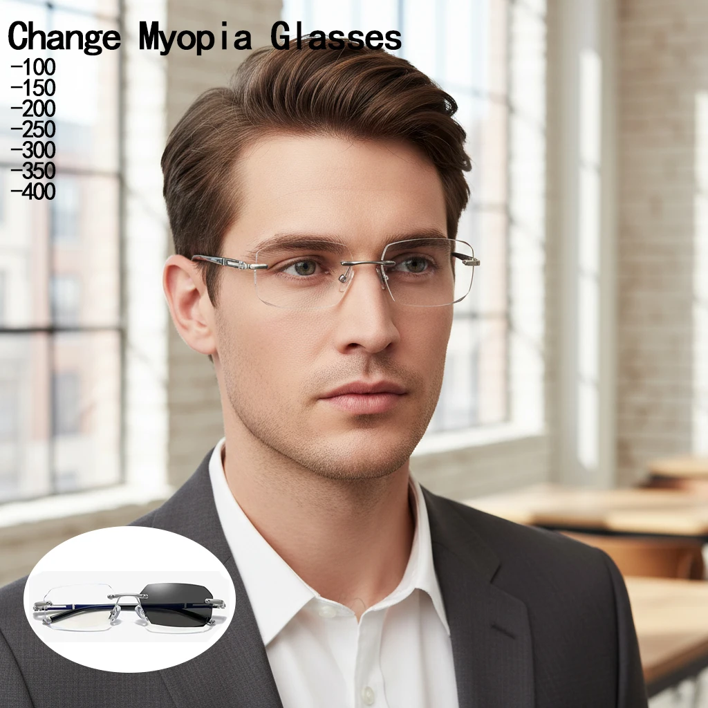 Frameless Frameless Sunglasses, Suitable For Both Men And Women, Equipped With Variable Tinted Lenses For Myopia Correction.191 - Aliexpress Deal