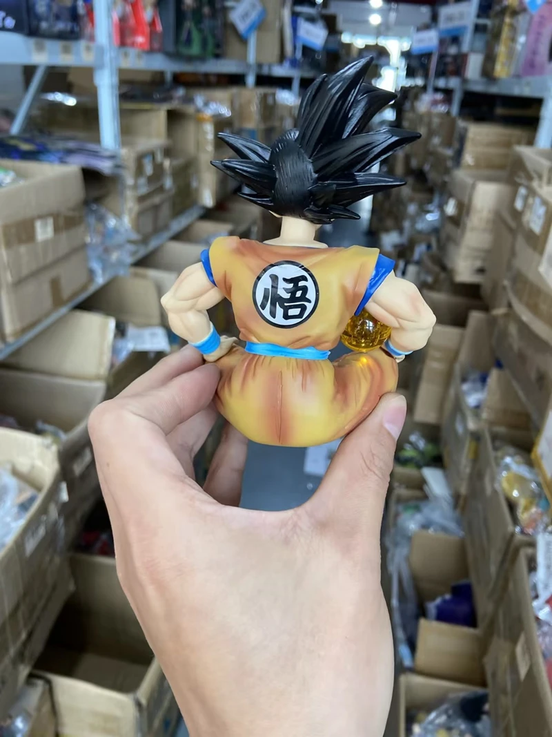 13cm Bandai Dragon Ball Z Anime Figure Sitting Position Son Goku Super Saiyan Action Figure Collection Model Doll Child Toy Gift