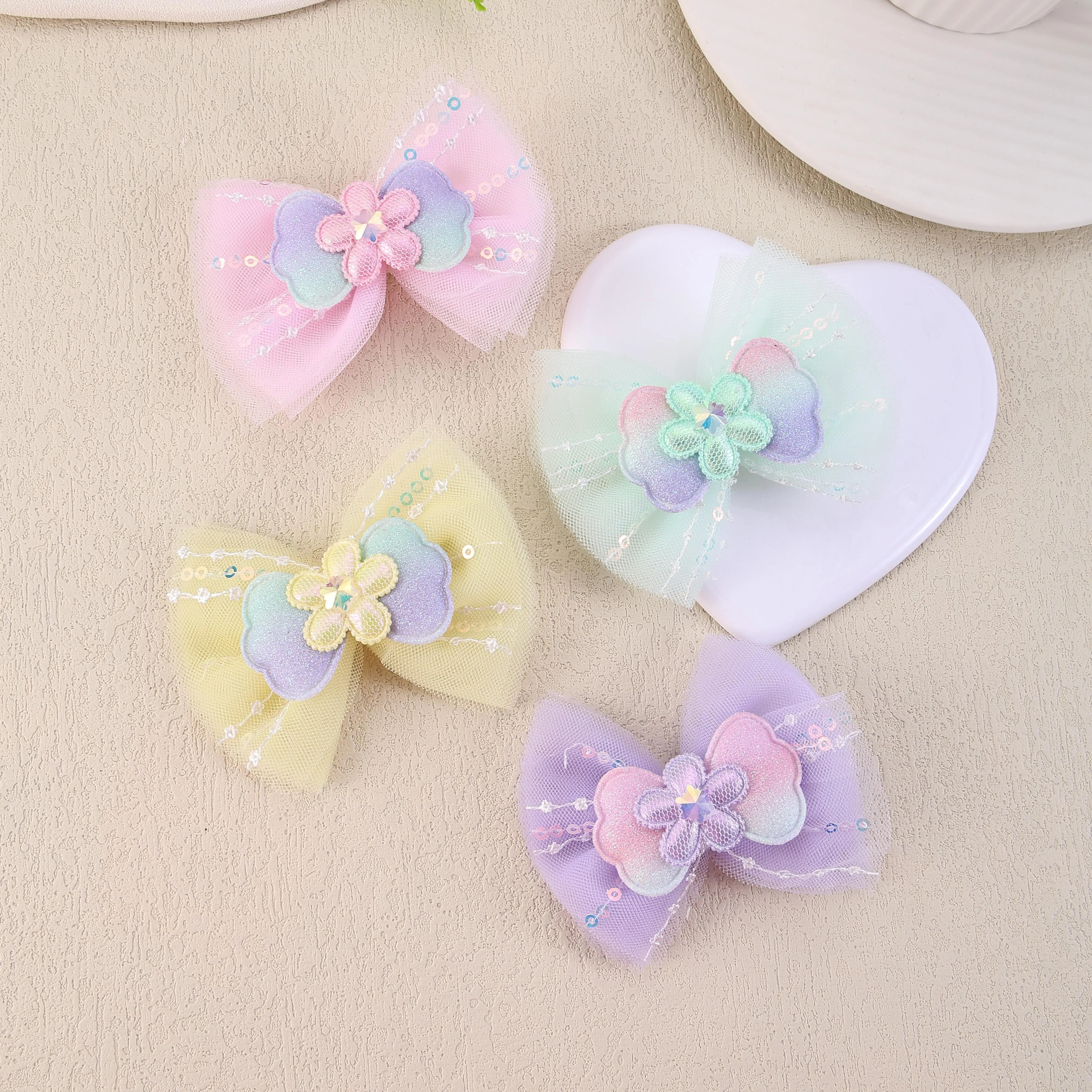 

Mesh Flower Hair Bow Clips Baby Girls Cute Princess BB Barrettes Safety Hairpins Handmade Kids Headwear Children Accessories