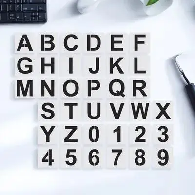 

36 Pcs Literacy Template Plastic Stencils Card Letter Number Reusable White Child