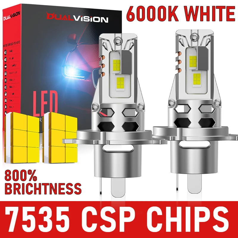 

Dualvision H4 H7 LED Car Headlight Bulbs Canbus 7535 CSP 1:1 Size Mini Diode High Low Dual Beam Automoblie Moto Lamp 6000K White