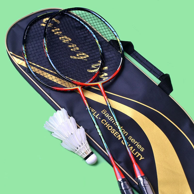 Raqueta de Bádminton de carbono Tournament 4U, conjunto deportivo de fibra de carbono, 2 piezas, deportivo