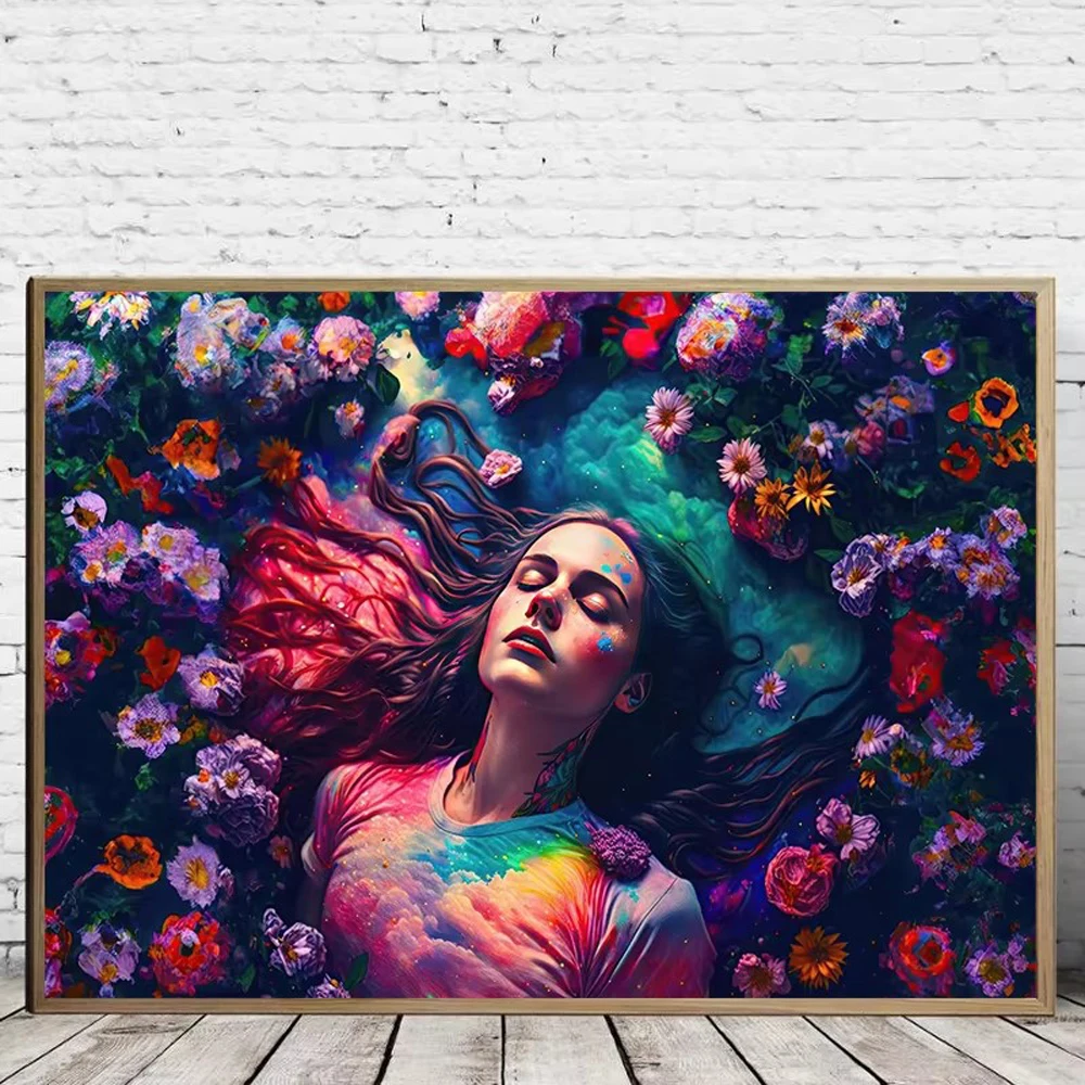 Diy Diamond Embroidery Witches Magic Nymphs Fire Dance Full Drill Diamond Painting Large Retro Wall Art Living Room Home Decor