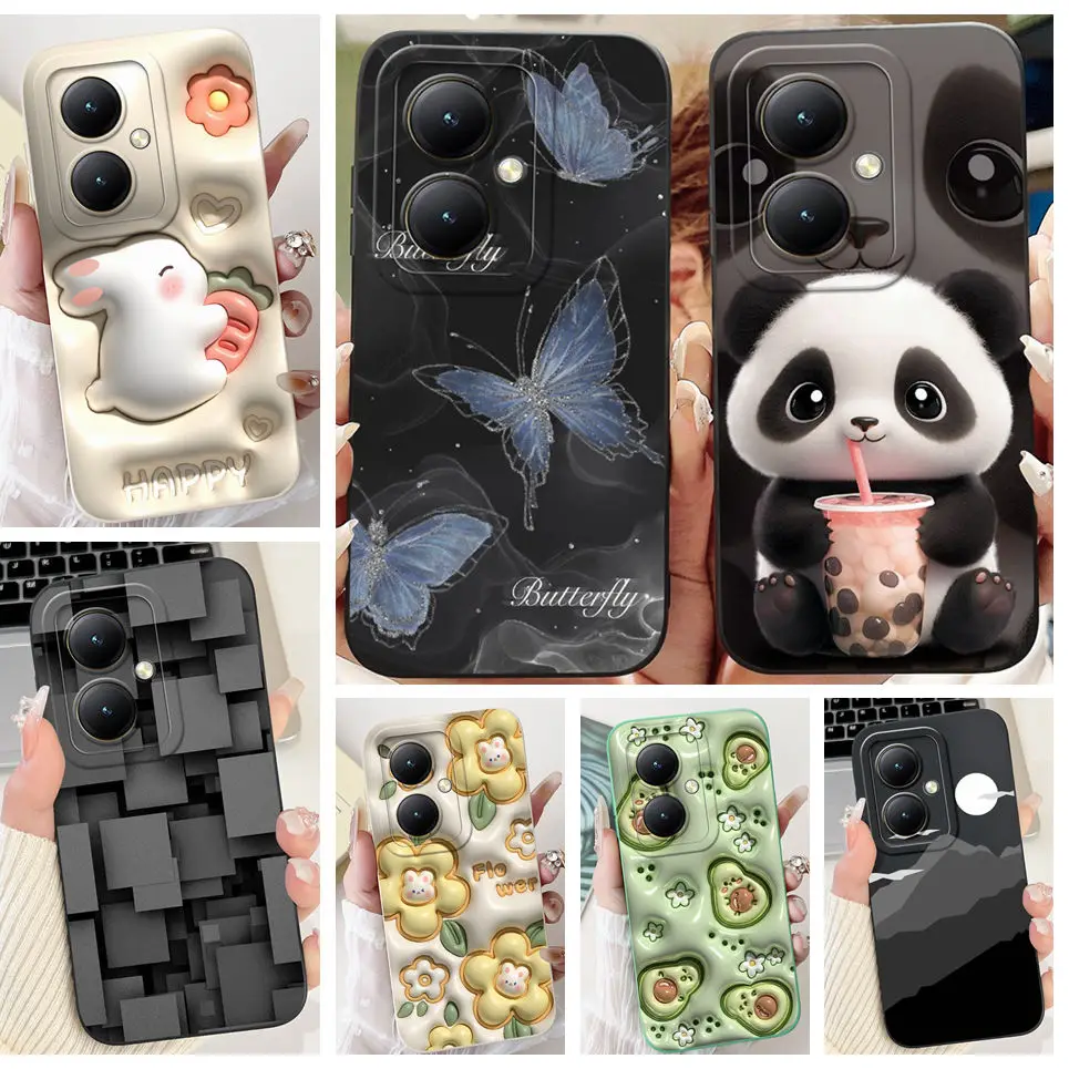 For Xiaomi Redmi 13C 4G 5G Phone Cases For Redmi 13R Back Cover Flowe Rabbit Panda Avocado Soft Silicone Protective Matte Bumper