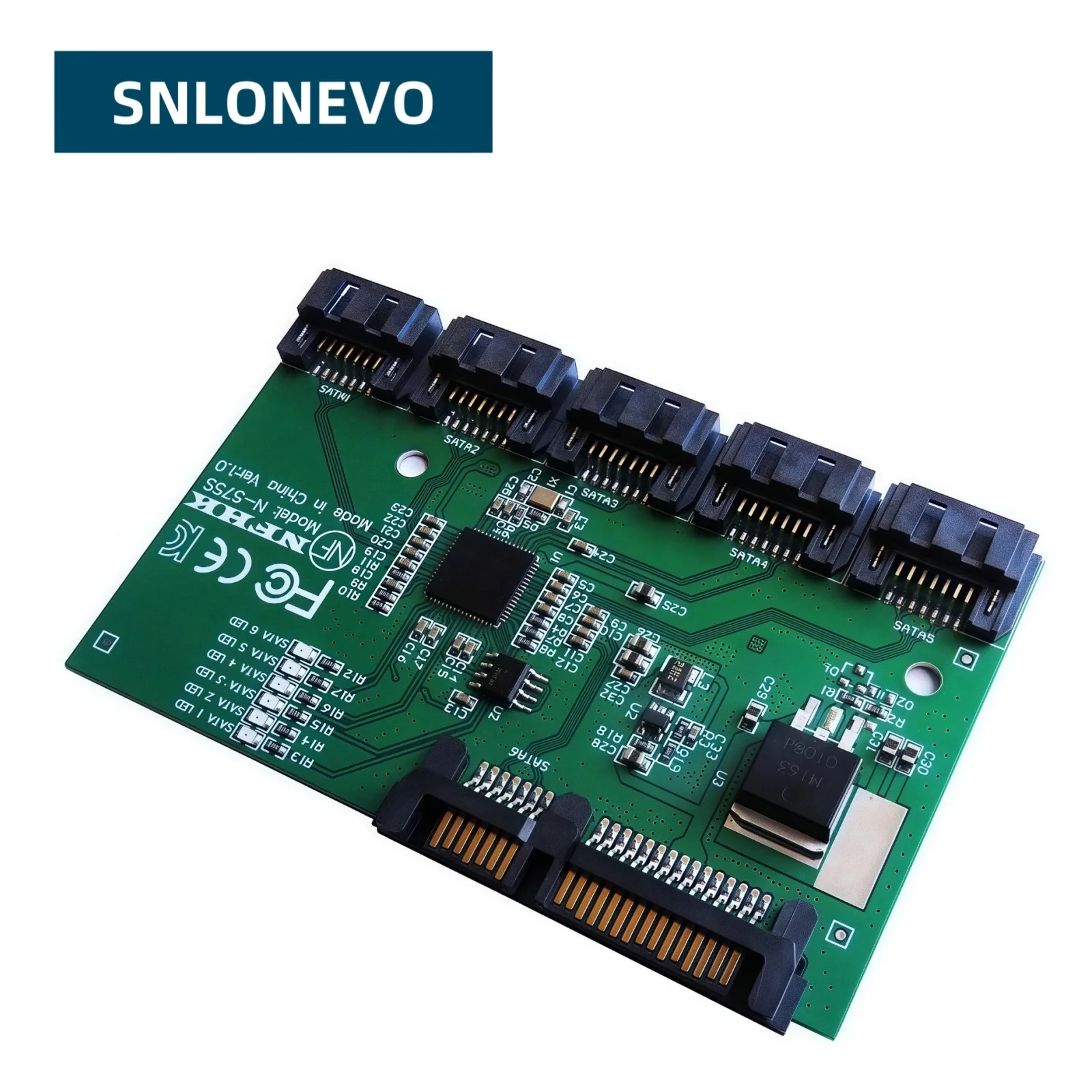 

JMB575 SATA Expansion Card 1 To 5 Port SATA3.0 Controller Card Motherboard SATA Port Multiplier Riser Card HUB Adapter Durable