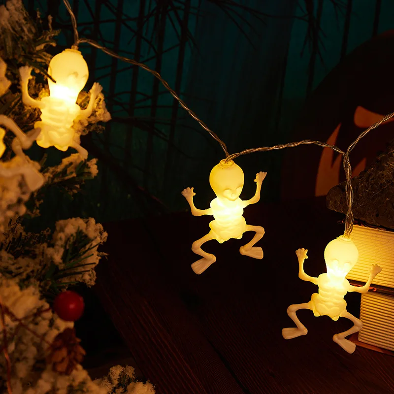 Waterproof LED String Lights for Halloween Decoração, Bateria Luzes, Crânio, Fantasma, Festiva, Interior, Atmosfera, Exterior, Festival, 253