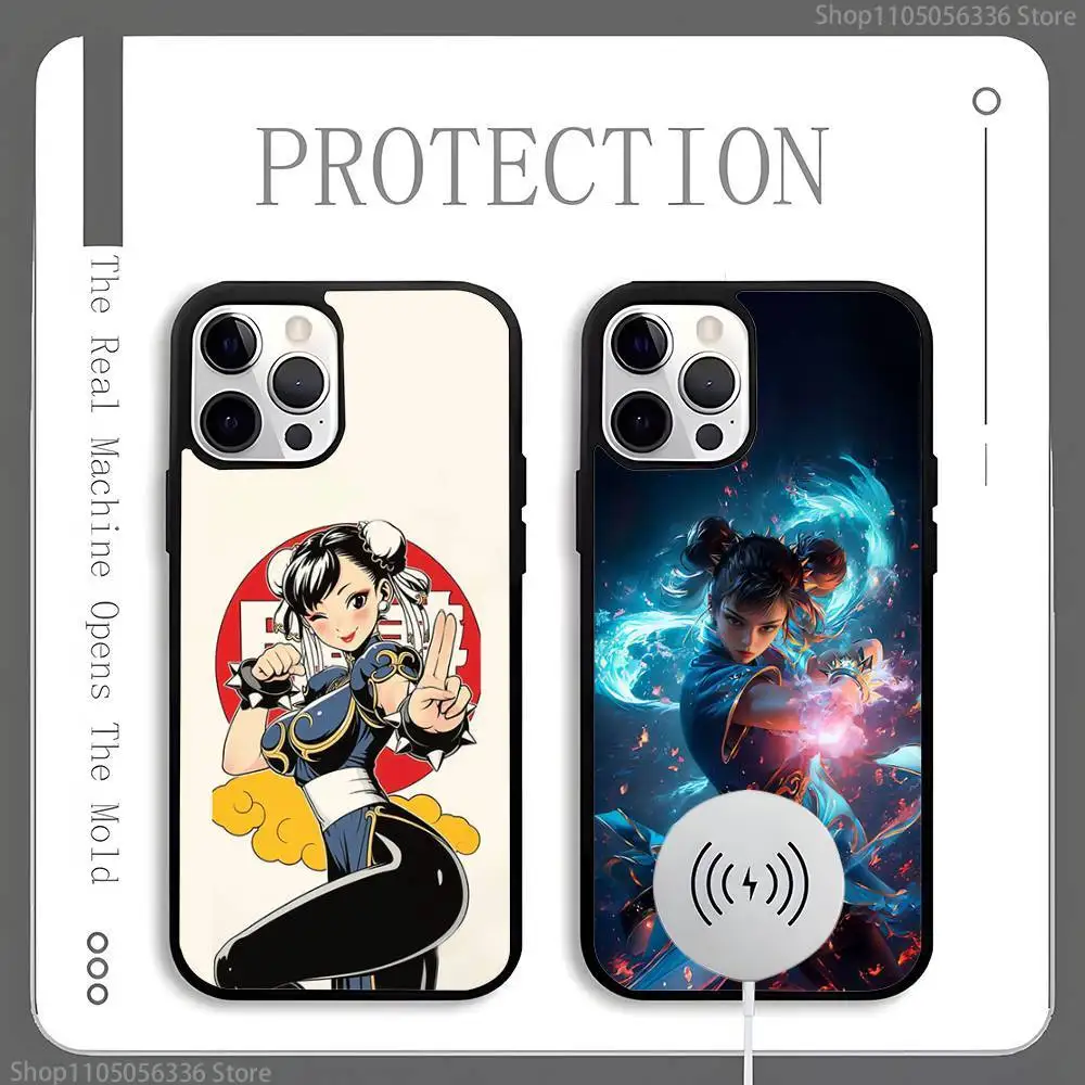 

ChunLi S-Street F-Fighter Phone Case For Magnetic Wireless Charge Cover For iphone 16 15 14 13 12 11 Pro Max Plus Coque