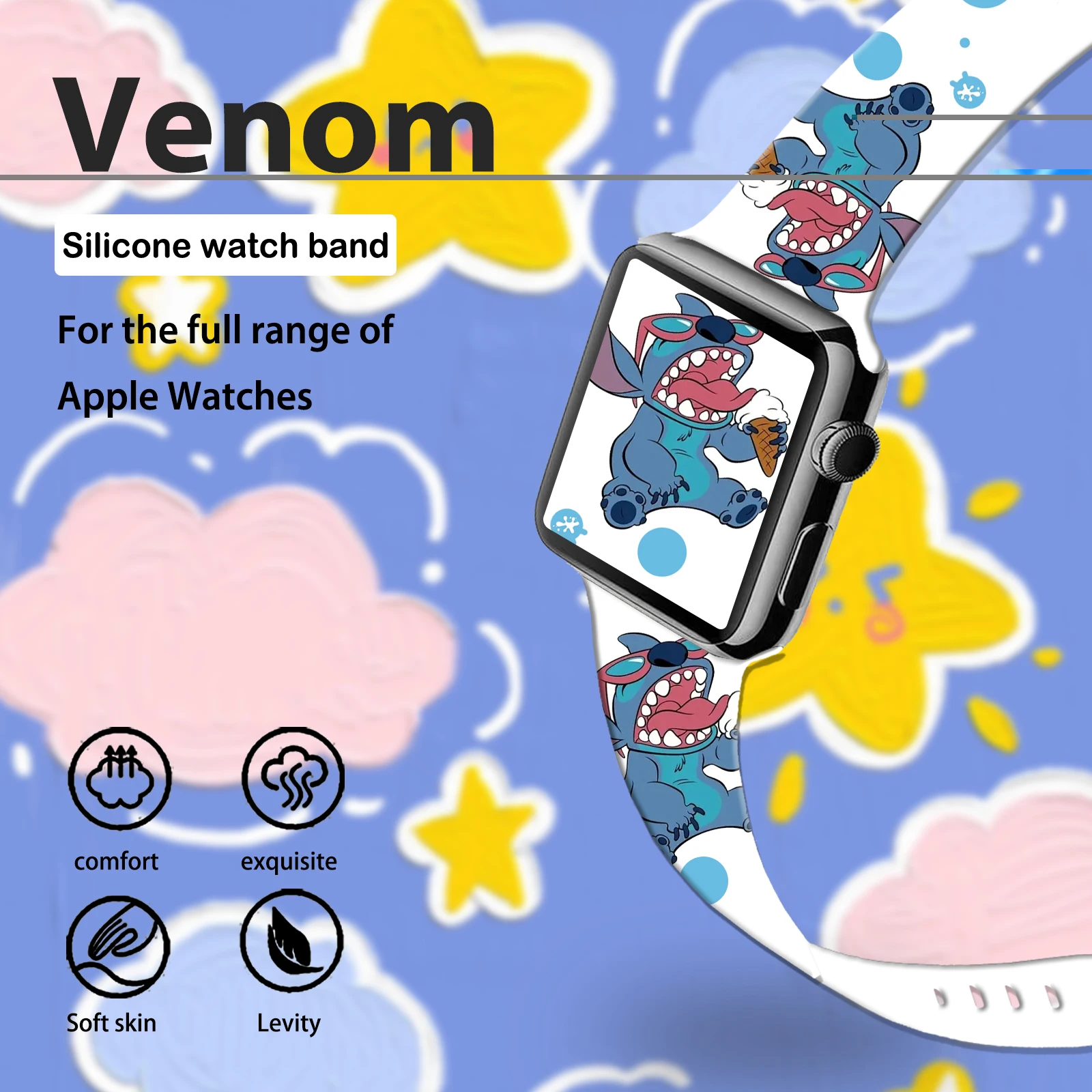 Disney Series Printed Watch Strap Suitable For Apple Watch 11/10/9/8 Band Silicone Strap Replaceable iWatch 46mm/44mm/42mm/41mm