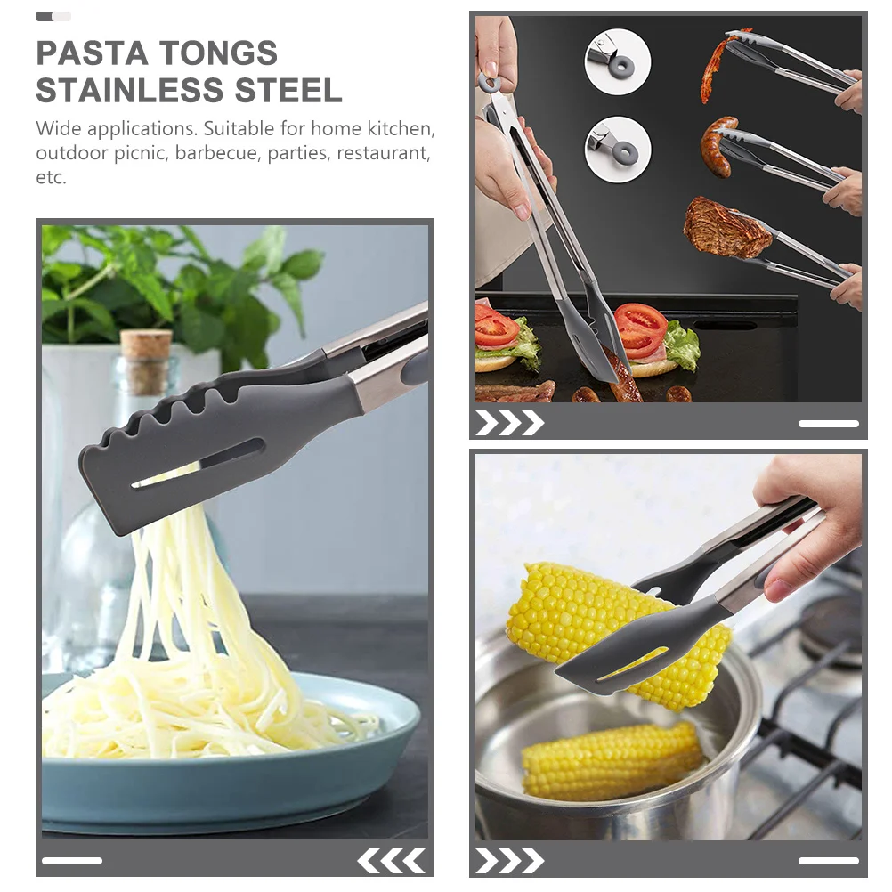 

Barbecue Tong Stainless Steel Handle Heat Resistant Non Slip Cooking Grill Serving Tong Kitchen Food Clip for Outdoor Picnic Bbq