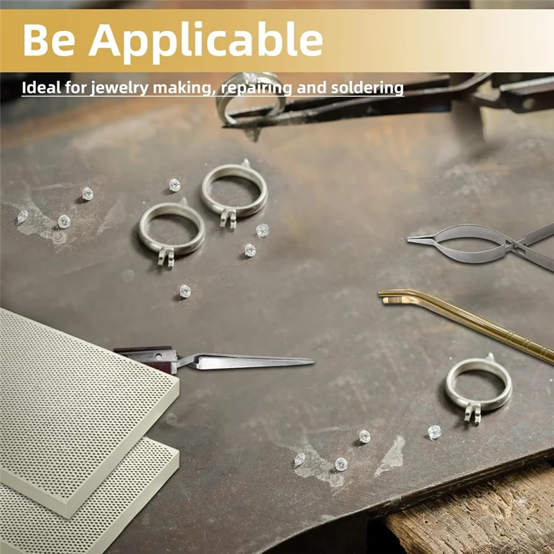 AT02-مجموعة كتلة لحام المجوهرات 2 كتل على شكل قرص العسل 3 ملاقط 1 ملقط نحاسي 1 مشبك معدني 2 حقيبة تخزين، لحام