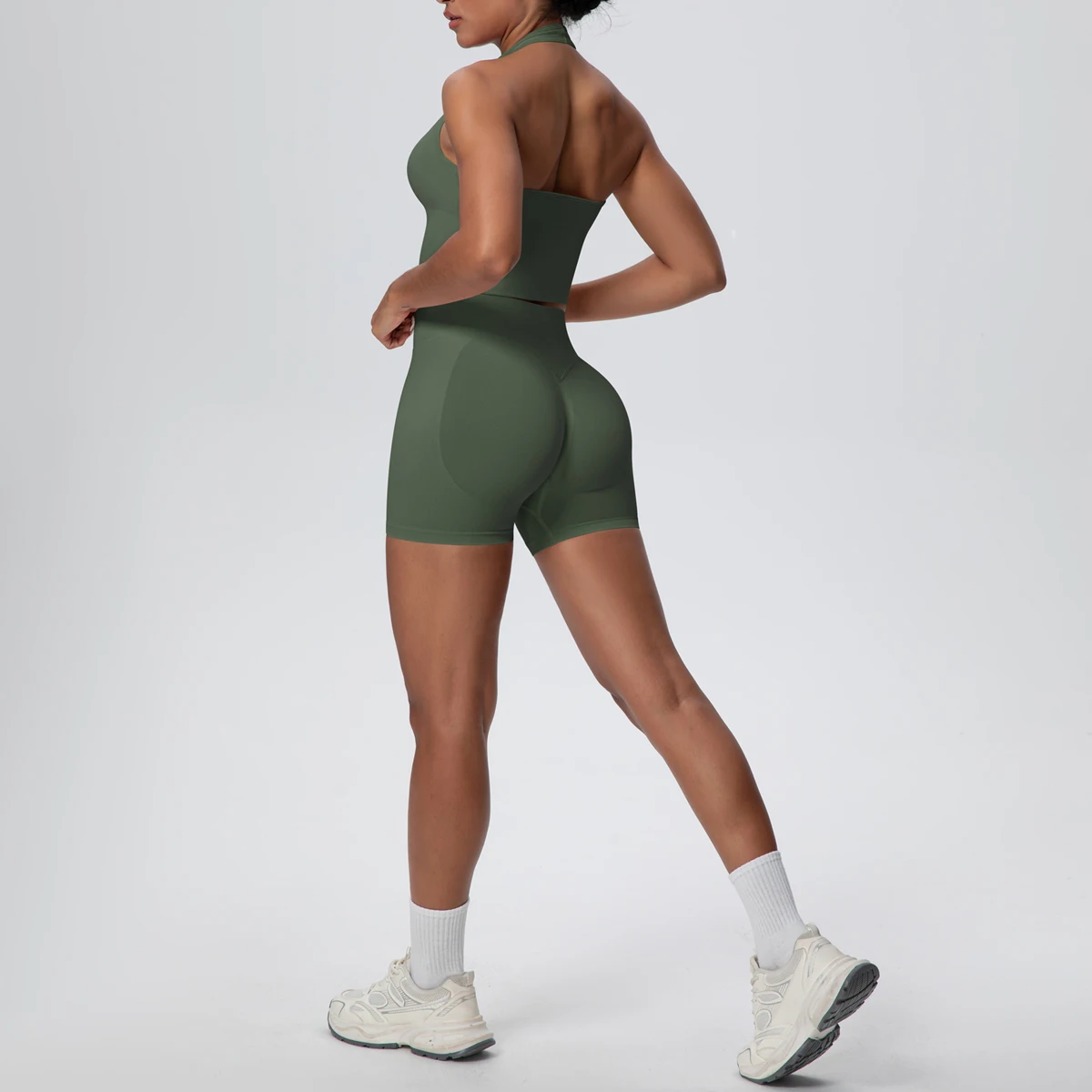 2 قطعة مجموعة اليوغا الصيف تنفس عارية الذراعين ملابس رياضية بلون مثير الرقبة حزام الصدرية سريعة الجافة عالية الخصر السراويل اليوغا مجموعة