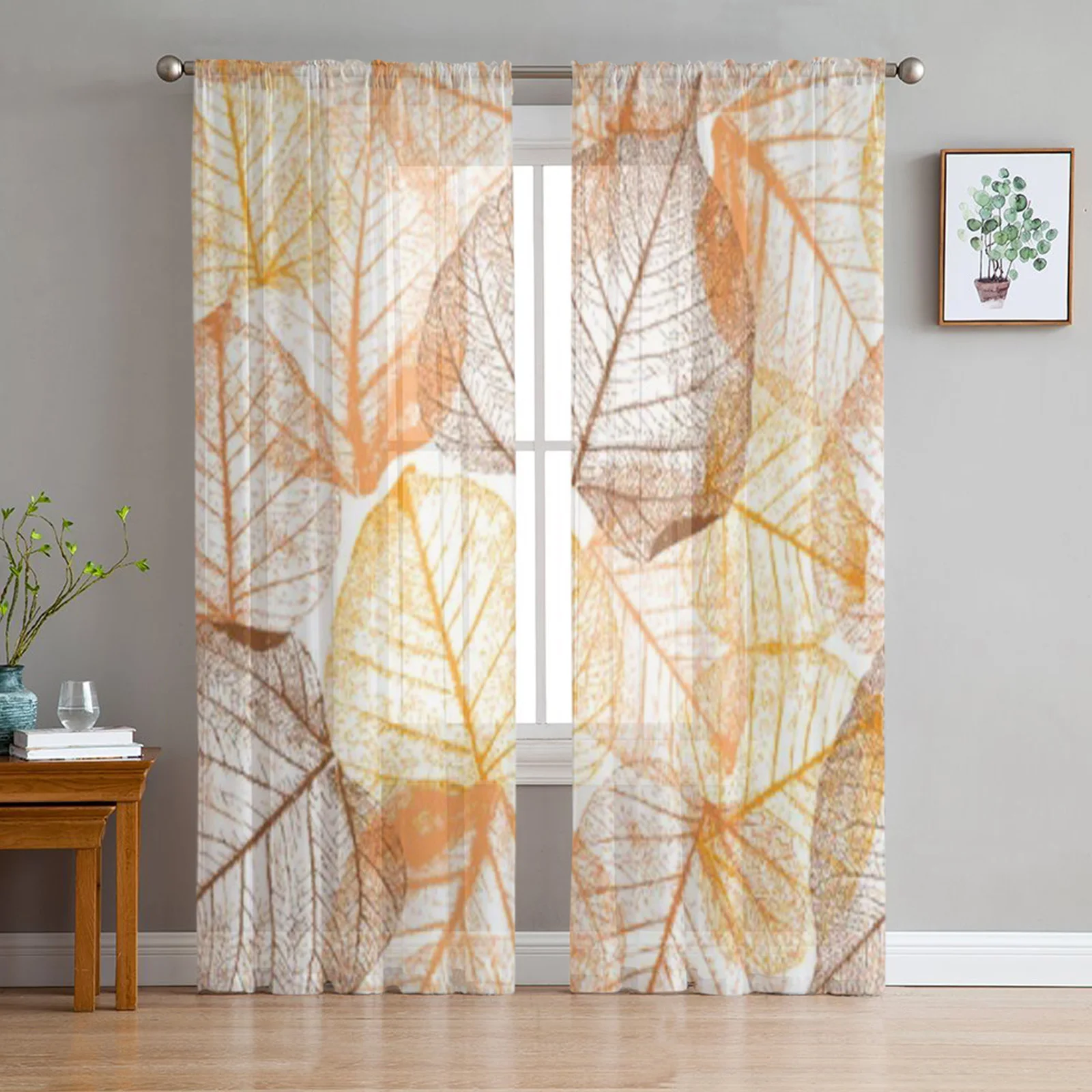 Floral Leave Tulle Sheer Window Curtains For Living Room The Bedroom Modern Chiffon Voile Organza Curtains Decor Drapes