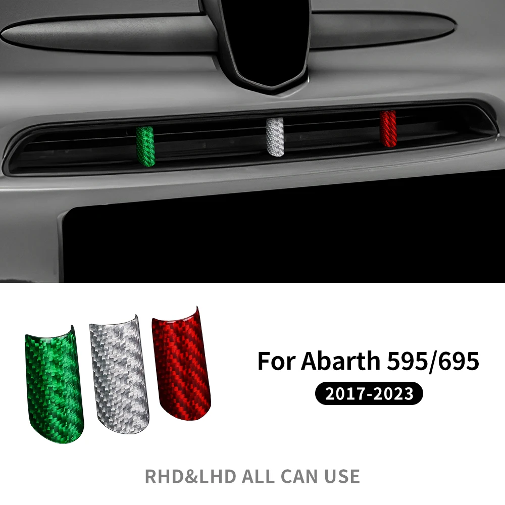 

Твердое сухое углеродное волокно для автомобильной решетки Abarth 595 695 2017 2018 2019 2020 2021 2022 2023 2024, аксессуары для наклеек с итальянским триколором