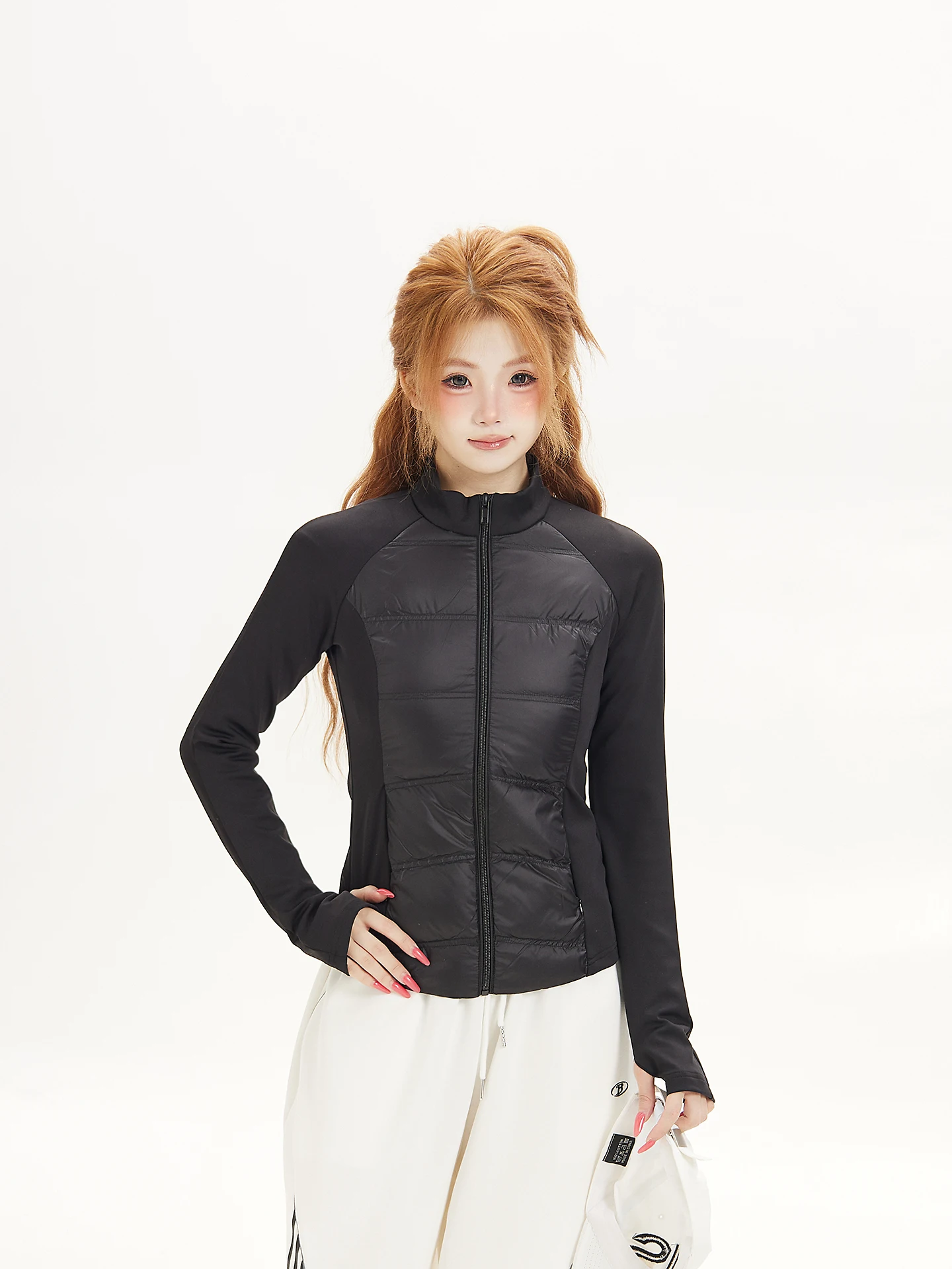 Ant Korean Style Commuter Black Stand Collar down Jacket Women's 90 White Duck down Inner Warmth Outerwear Polyester Fiber