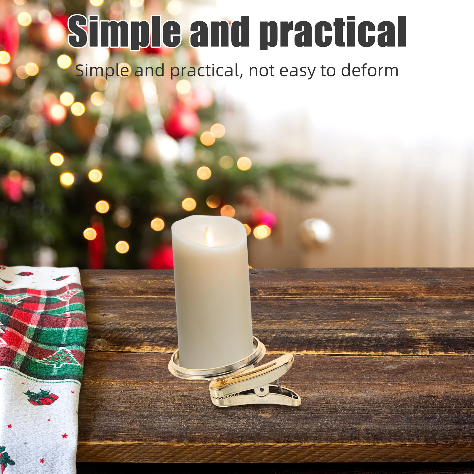 2 قطعة مشبك شمعدان عيد الميلاد على حامل لتزيين طاولة شجرة عيد الميلاد وحفلات أعياد الميلاد وعشاء على ضوء الشموع