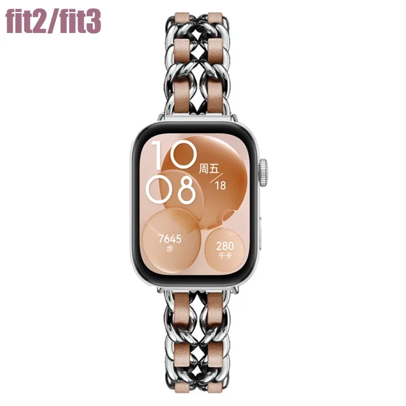 Металлические + кожаные ремешки для часов Huawei Fit 3, сменный ремешок для умных часов, браслет, браслет, аксессуары для Huawei FIT3 Fit2