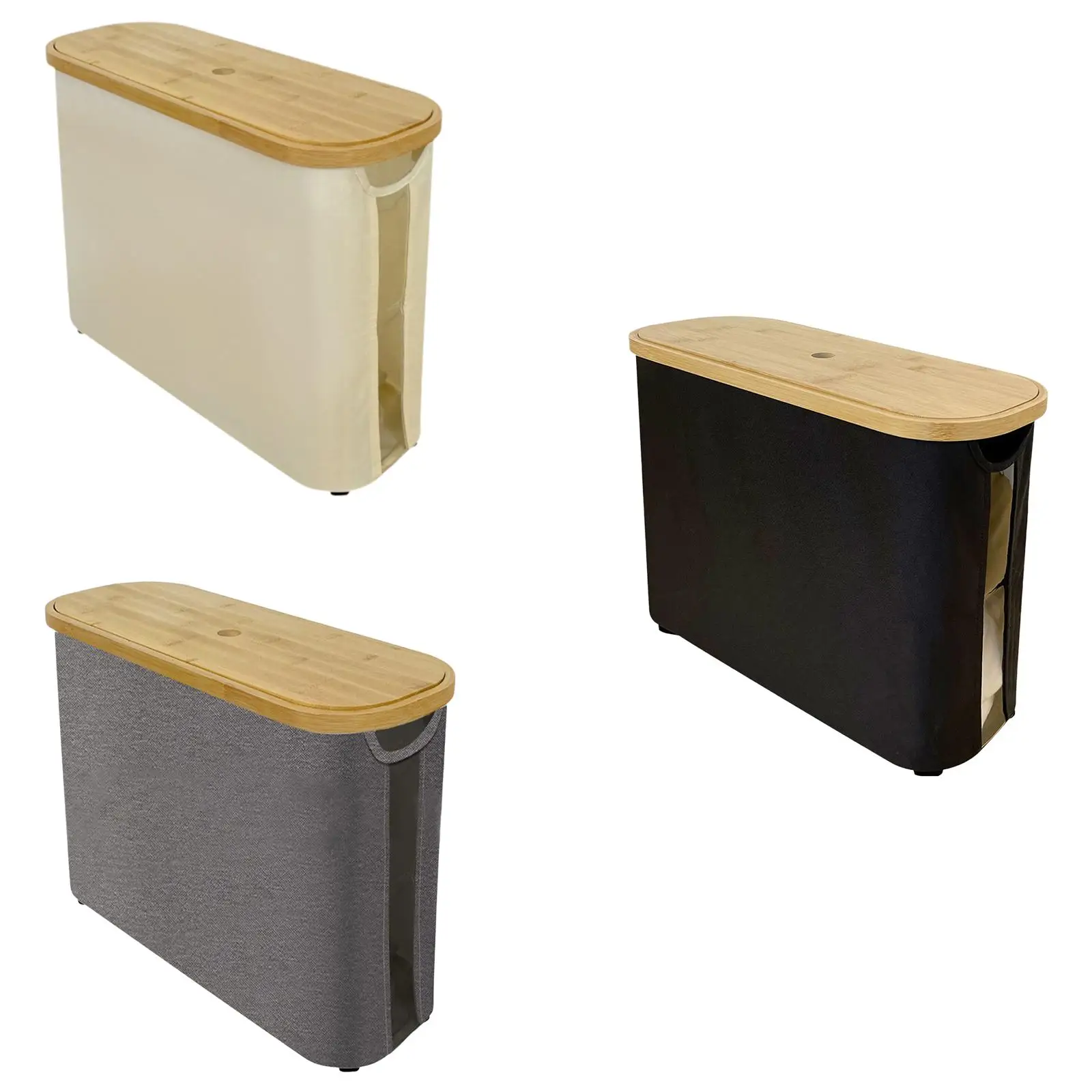 Sanitary Paper Storage Basket Multifunctional Toilet Roll Storage Box Convenient Bamboo Lid Tissue Box Bathroom Organizer