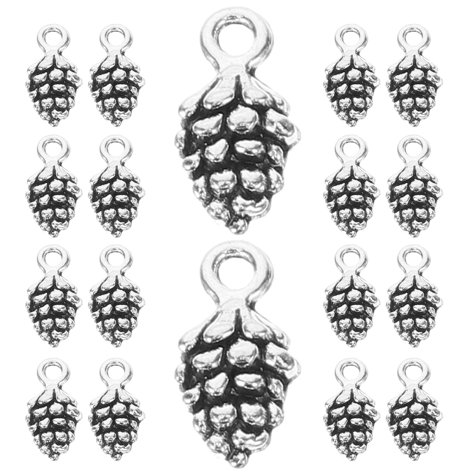 50pcs Christmas Pine Cone Alloy Pendants for DIY Necklace Bracelet Craft Holiday Ornaments Gifts Jewelry Making Accessories