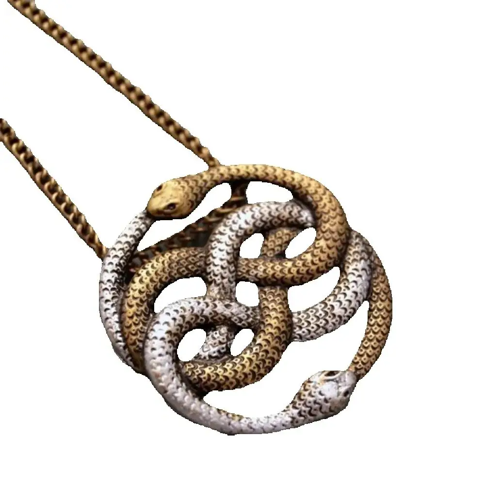 Vintage Fashion Punk Twisted Snake Pendant Necklace Jewelry Women\'s Men\'s Snake Knot Articulated Snake Pendant Chain Accessories