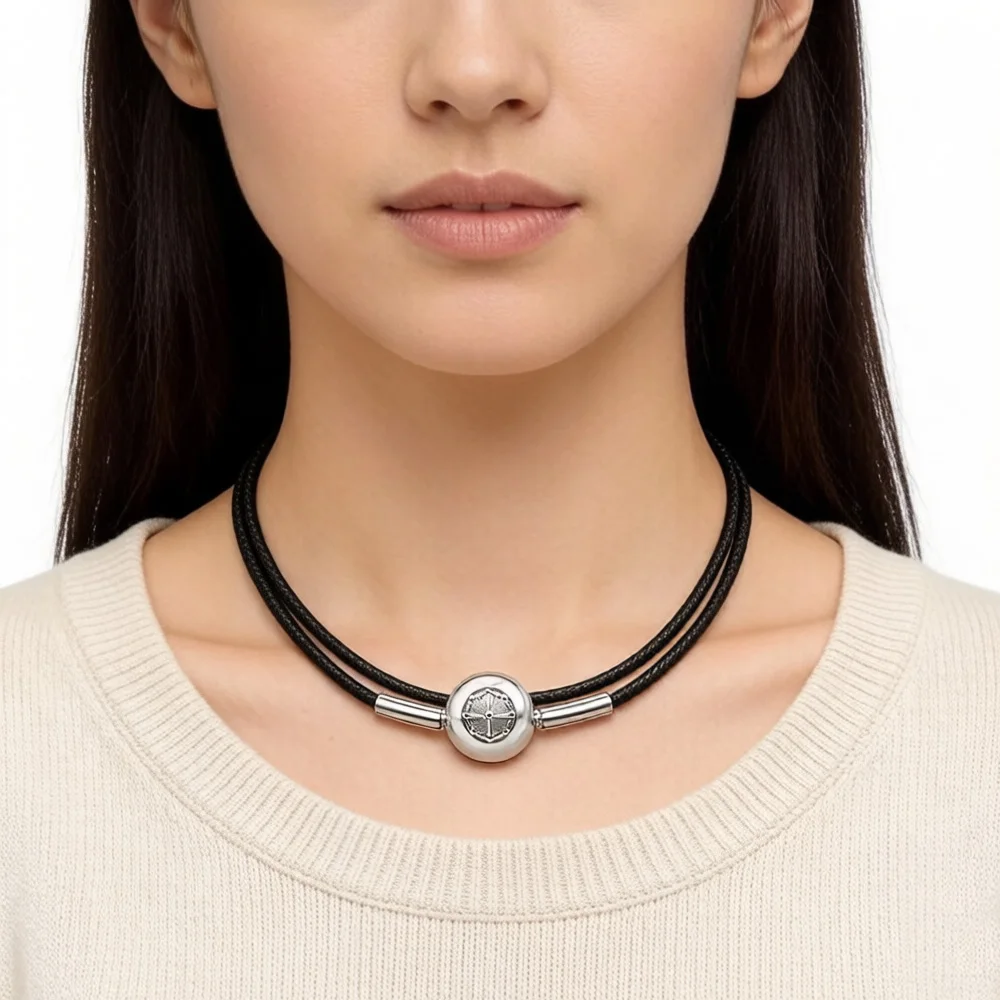 Colar básico de algodão encerado preto para homens e mulheres, jóias estilo europeu, prata esterlina rebelde 925, presente para amigo, moda vertente