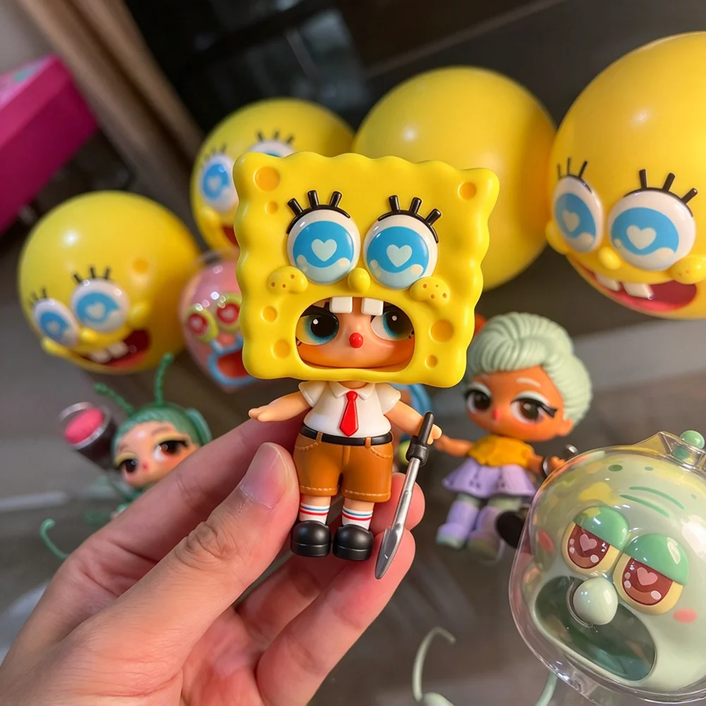 LOL Surprise SpongeBob Mini Dolls Series Surprise Ball Unboxing Dress Up Doll Figure Toy view 3