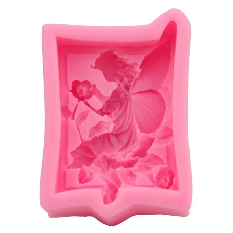 

T21C 3D Angel Flower Fy Silicone Mold DIY Making Cake Fondant Baking Mould Decorating Tool