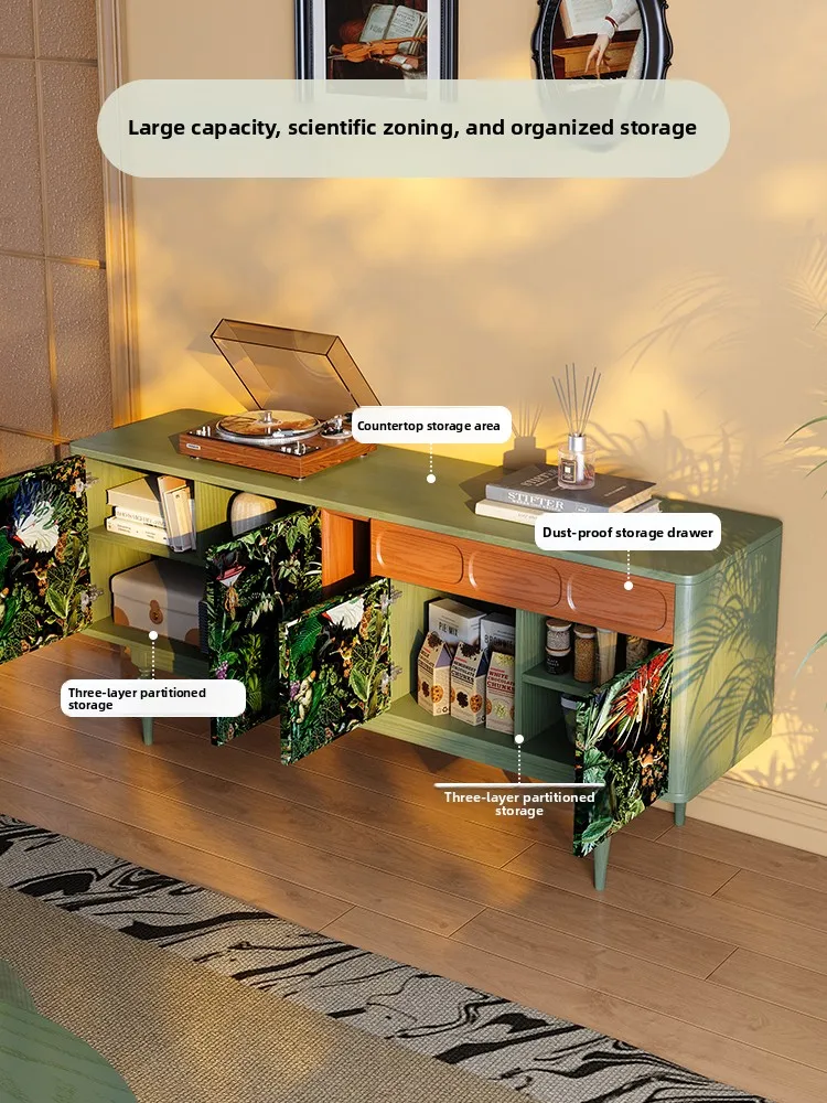 

Dining Side Cabinet French Retro Side Cabinet, Living Room Integrated Storage Cabinet Against The Wal