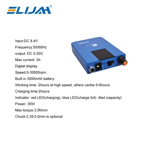 Imagen 2 del producto ELIJAH Dental tipo E recargable micromotor pulidor adecuado pieza de mano de baja velocidad equipo de dentista