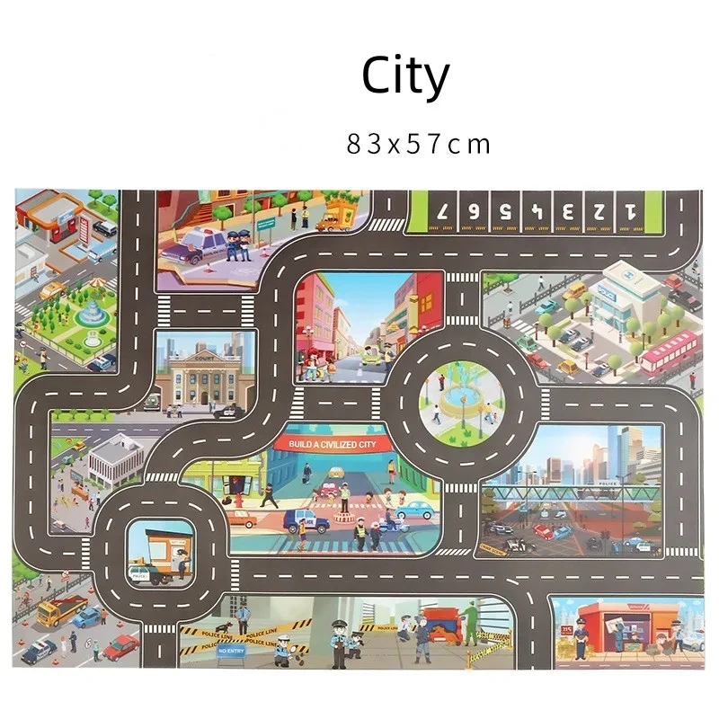 Children Activity Playmat Teaching Route Map City Town Educational Kids Toys Cartoon Babies Playing Educational Mat