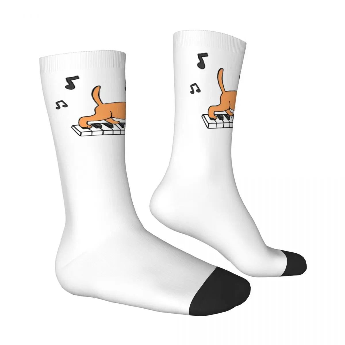 Adults Men Socks Piano Cats Stockings Autumn Gothic Breathable Socks Printed Outdoor Anti Slip Socks