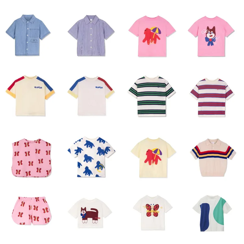 kids tops and pant clothing sets ss26 boys girls cute print short sleeve tees t shirts outfits clothes