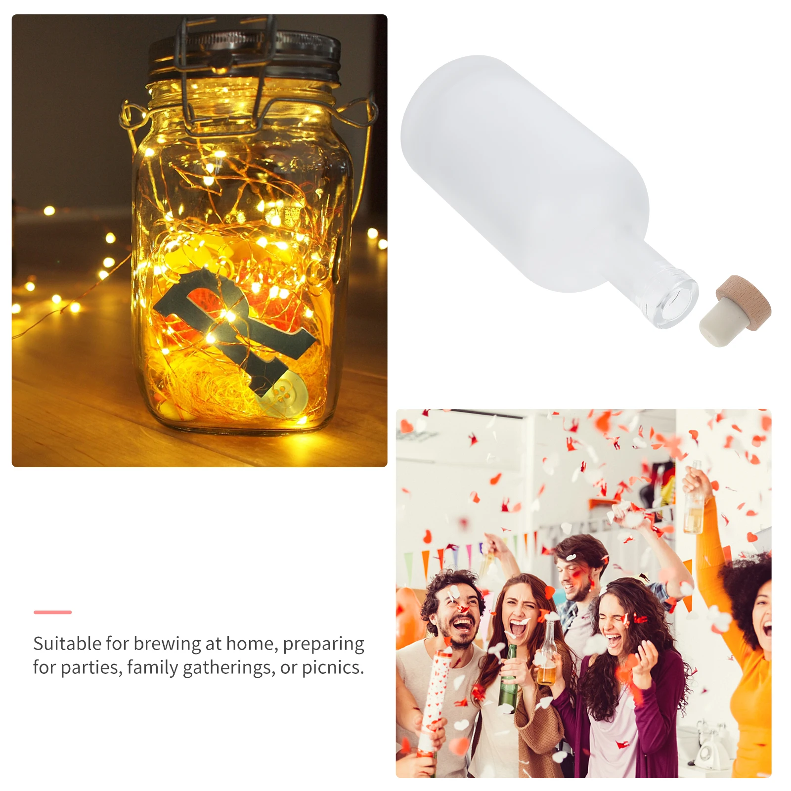 

2pcs Frosted Glass Wine Bottles Diy Cider Bottle Airtight Refillable Sealed For Homemade Fruit White Wine Brewing Party Home Use