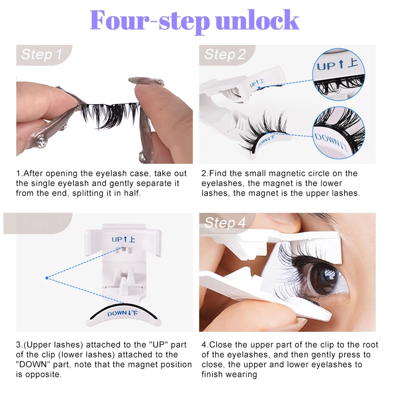 Aspecto natural en segundos: instalación rápida y fácil con pestañas postizas magnéticas reutilizables