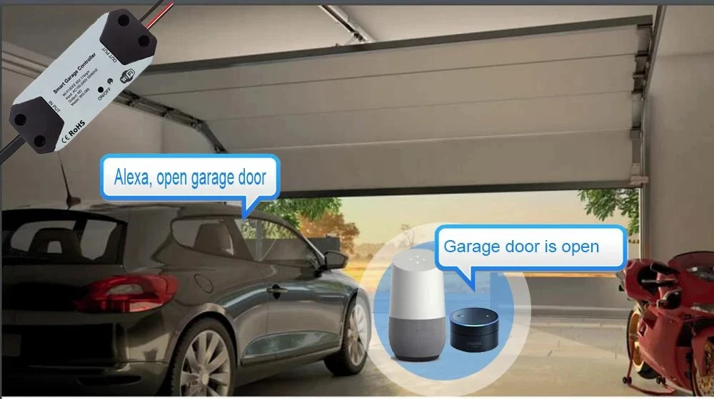 Abridor de puerta de garaje inteligente con WIFI, interruptor inteligente controlado por voz con aplicación Tuya, Alexa, Echo, Google Home, Smart Life